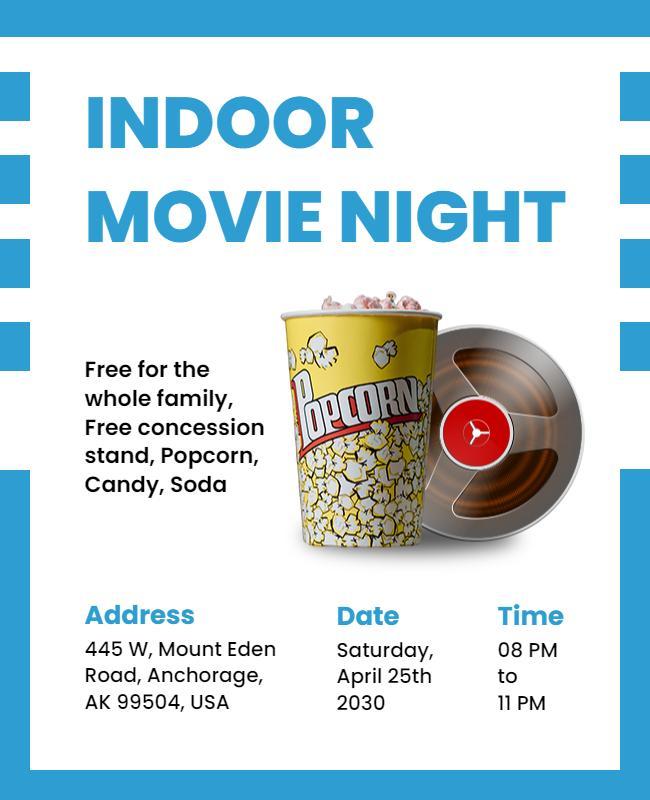 Family Indoor Movie Night Flyer Template