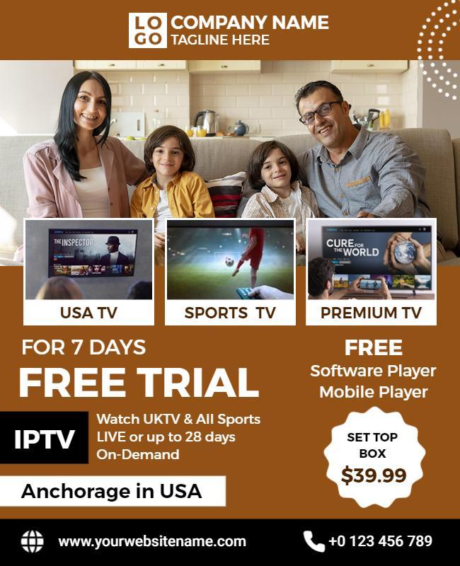 Family Iptv Free Trial Advertisement Flyer Template