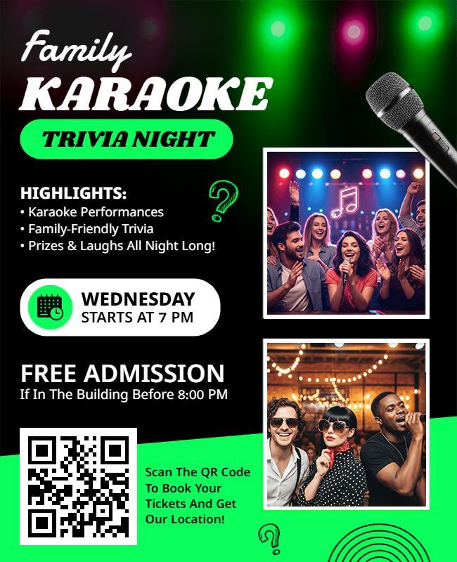 Family Karaoke Trivia Night Event Flyer Template