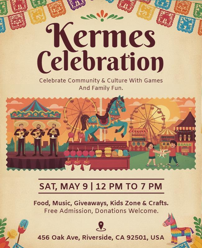 Family Kermes Celebration Event Flyer Template