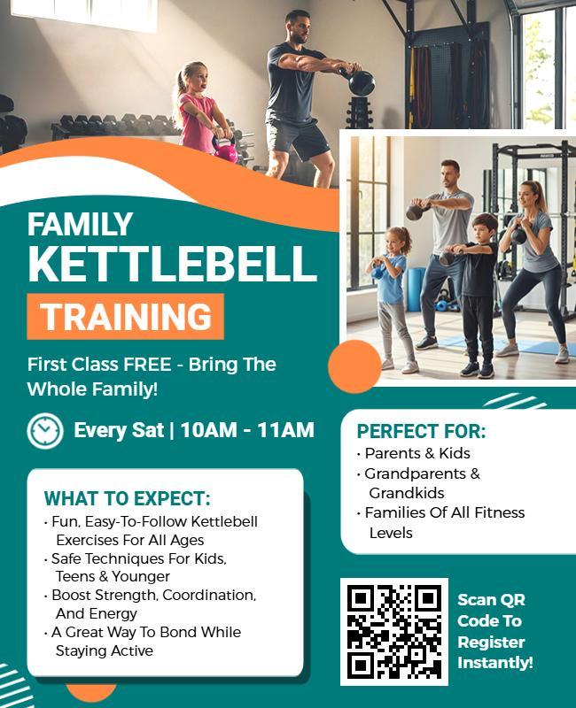 Family Kettlebell Training Workout Flyer Template