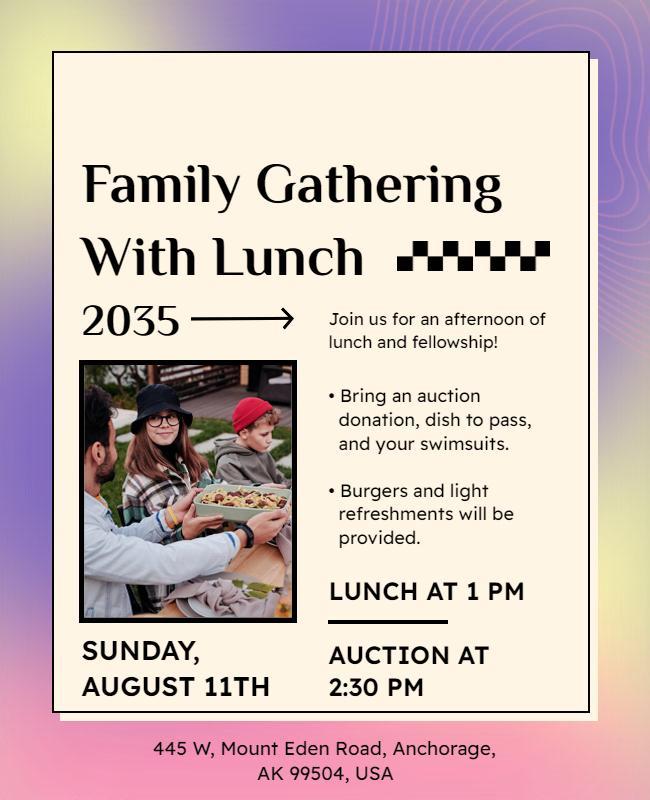 Family Lunch and Auction Event Flyer Template