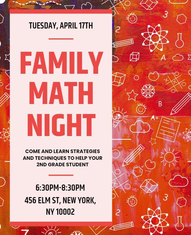 Family Math Night Educational Flyer Template