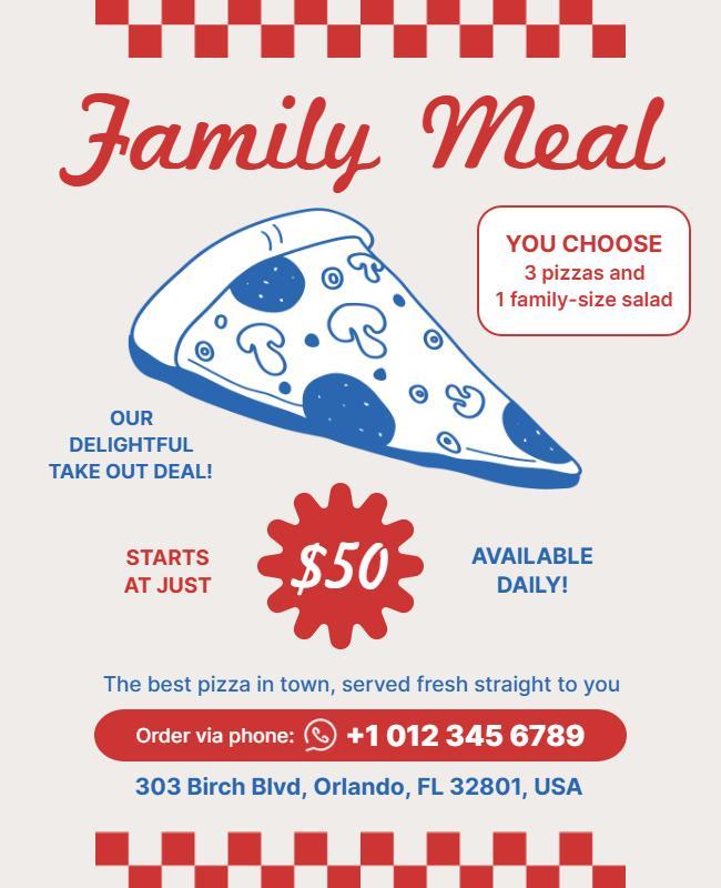 Family Meal Pizza Deal Flyer Template