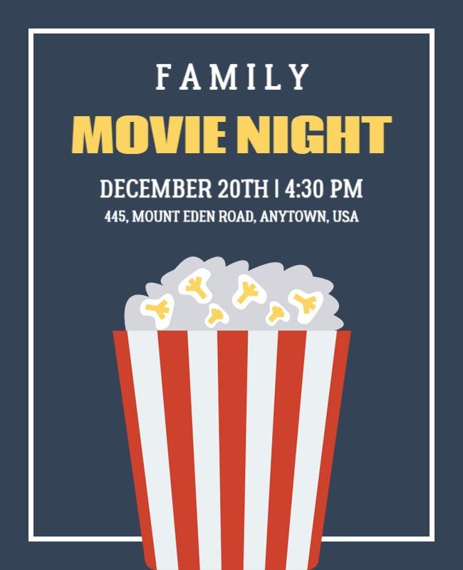 Fun Family Movie Night with Popcorn Theme Flyer Template