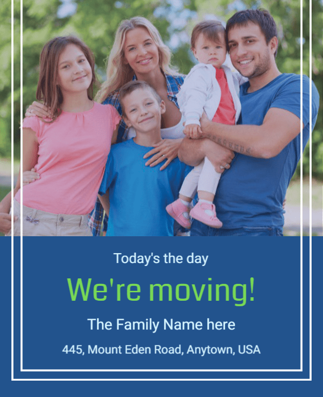 Cheerful Family Moving Announcement Flyer Template