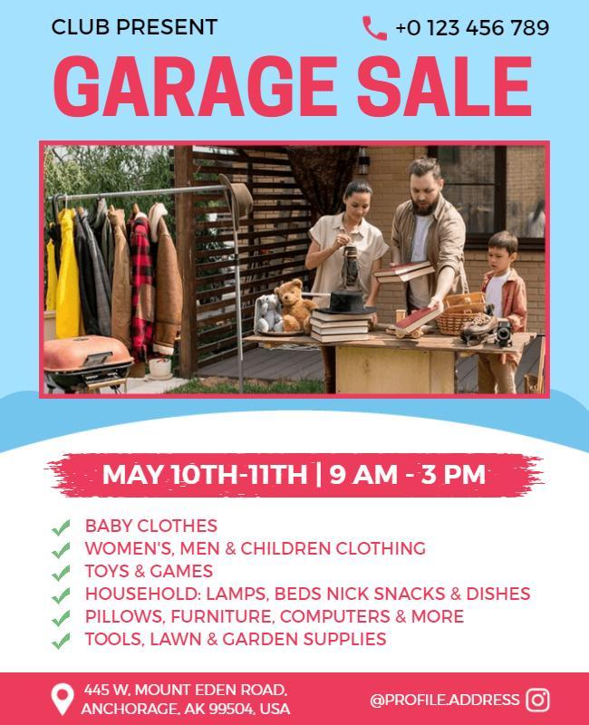 Family Neighborhood Garage Sale Event Flyer Template