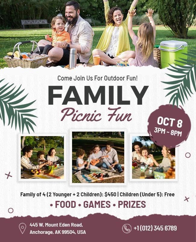 Family Outdoor Picnic Event Flyer Template