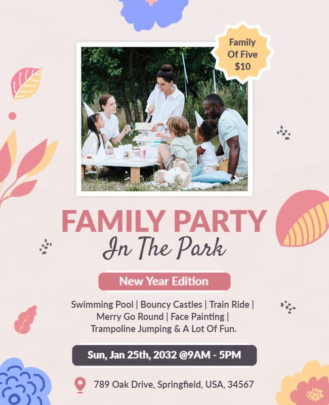 Family Park Picnic Event Flyer Template