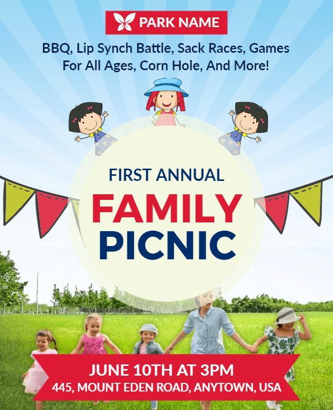 Family Picnic and Games Day Celebration Flyer Template