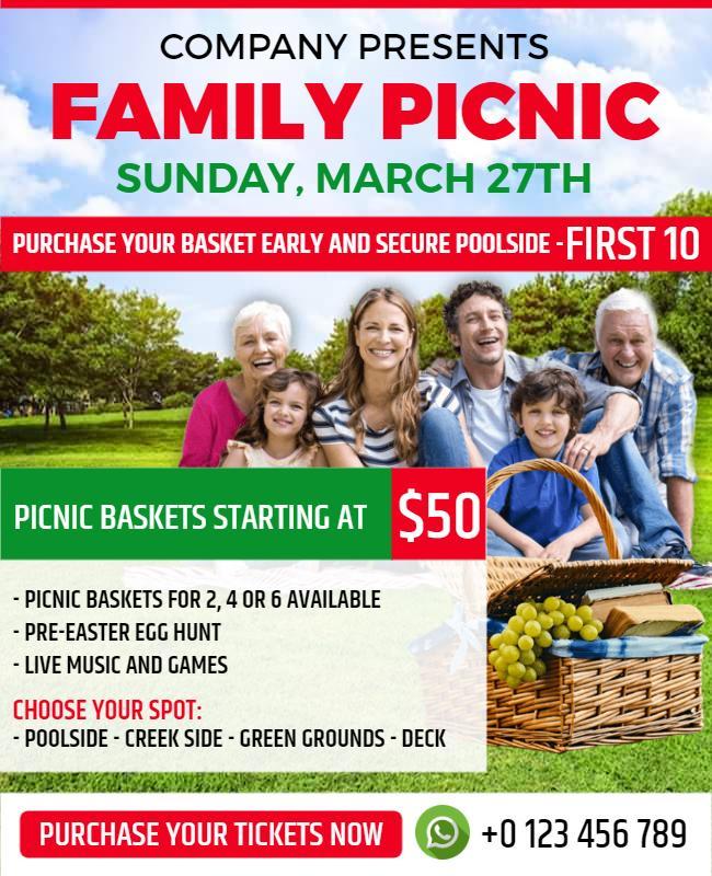 Family Picnic Event Announcement Flyer Template