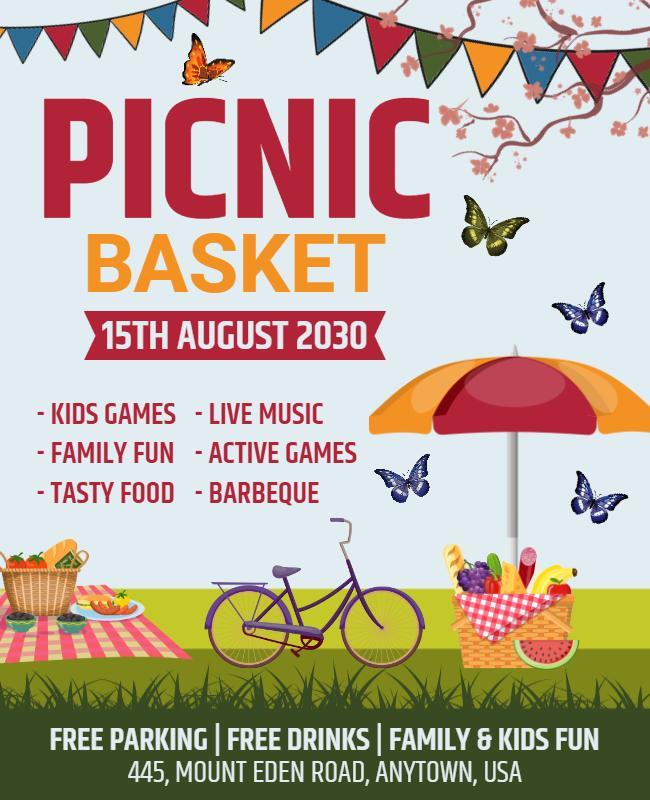 Family Picnic Event with Games and Live Music Flyer Template