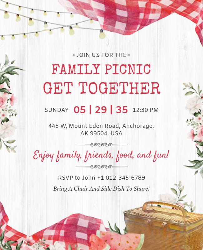 Family Picnic Get Together Announcement Flyer Template