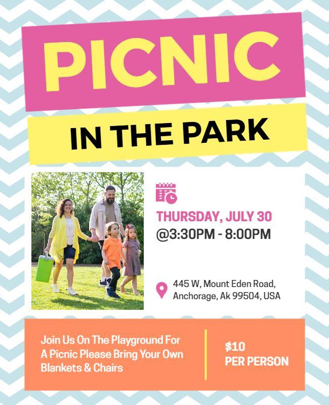 Family Picnic in the Park Event Flyer Template