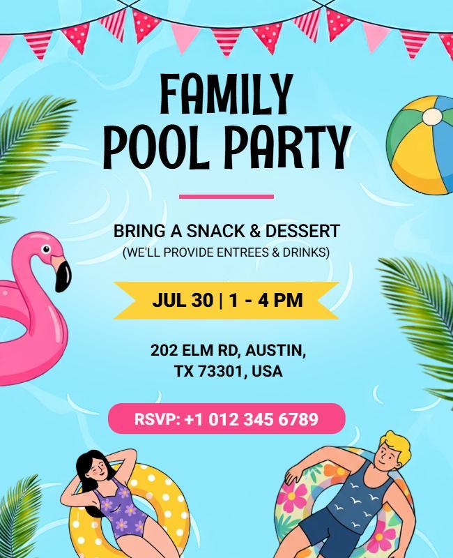 Family Pool Party Flyer Template