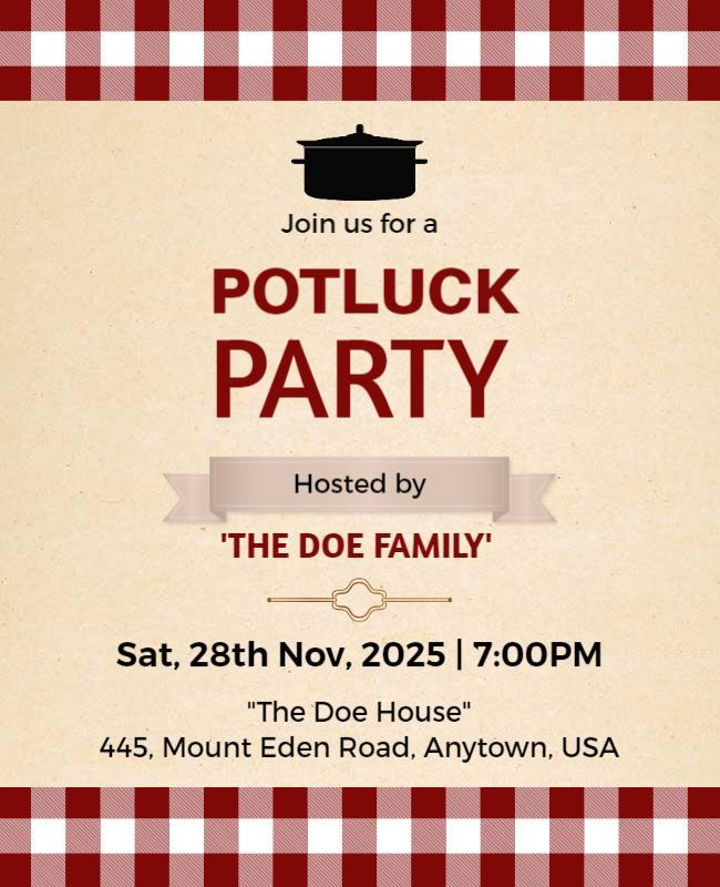 Family Potluck Party Invitation Flyer Template