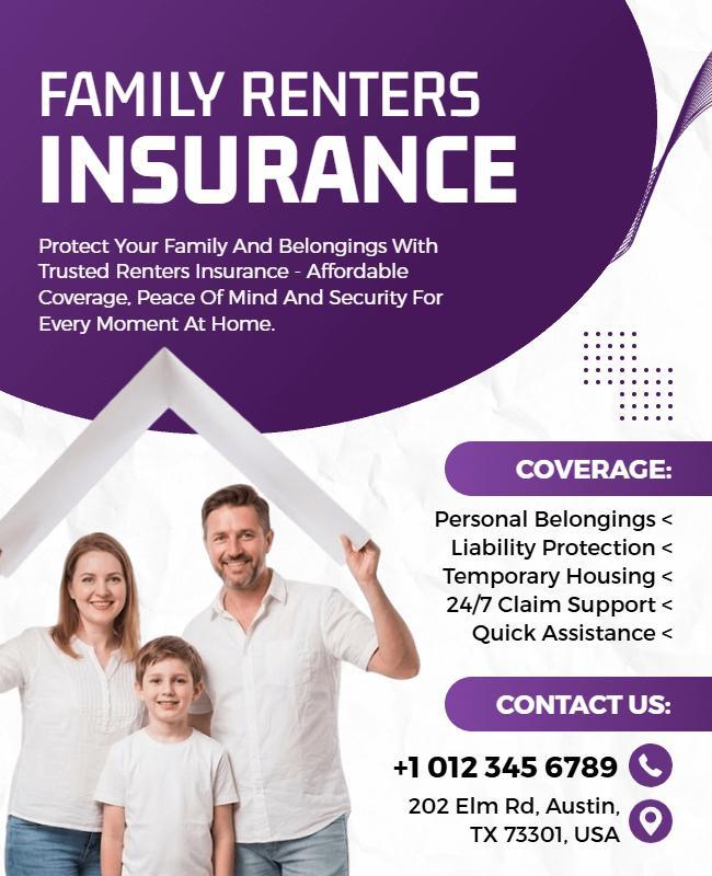 Family Renters Insurance Coverage Flyer Template