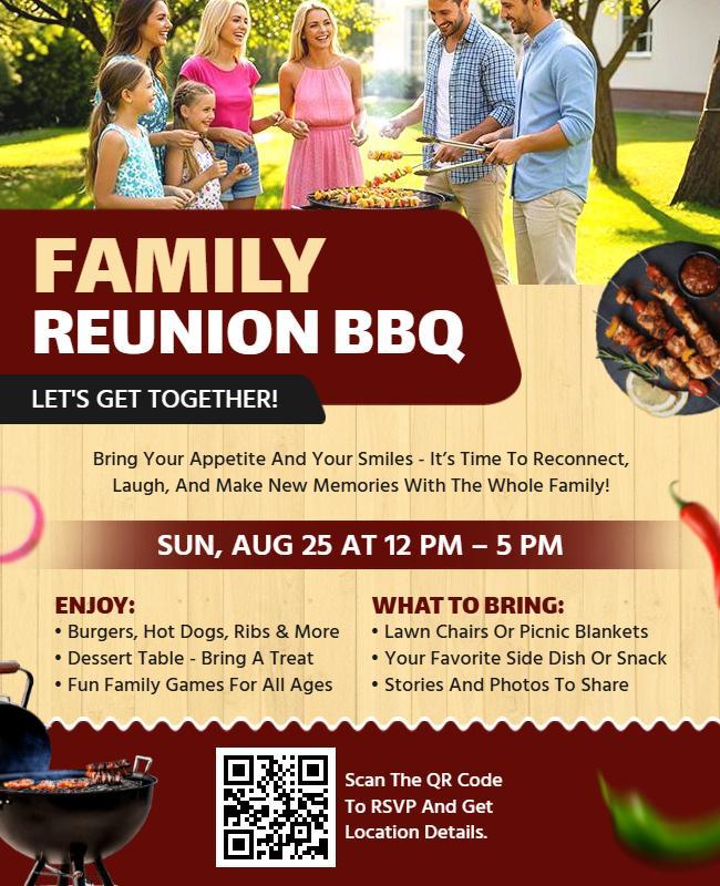 Family Reunion BBQ Gathering Flyer Template