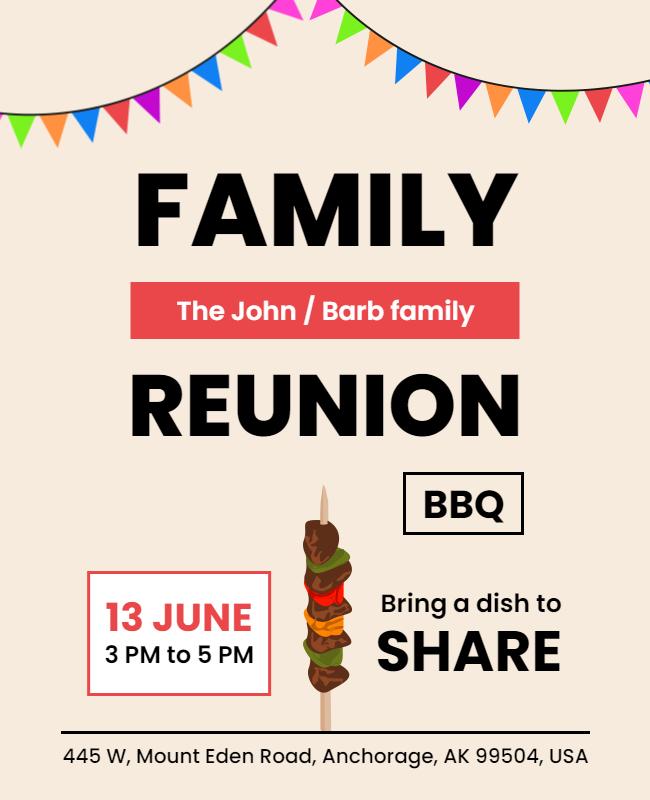 Family Reunion Bbq Invitation Flyer Template