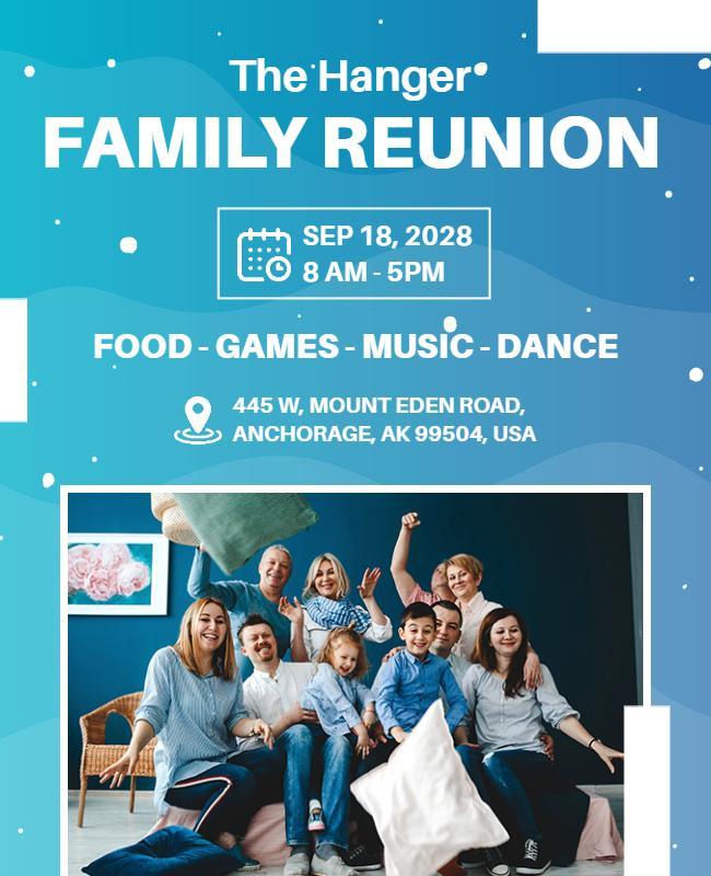 Playful Blue Family Reunion Event Flyer Template