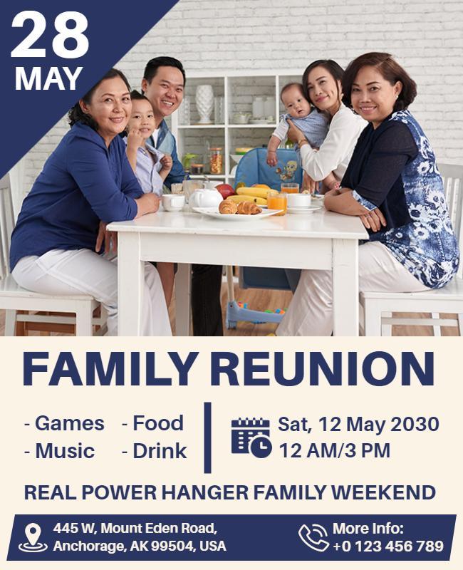 Casual Family Reunion Gathering with Games and Food Flyer Template