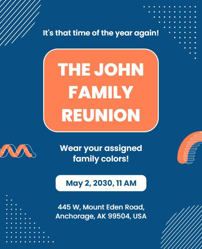 Bold Blue Family Reunion Invitation Flyer Template