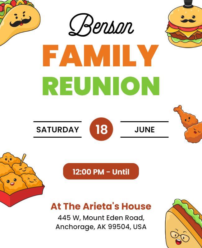 Family Reunion Event with Food Icons Flyer Template