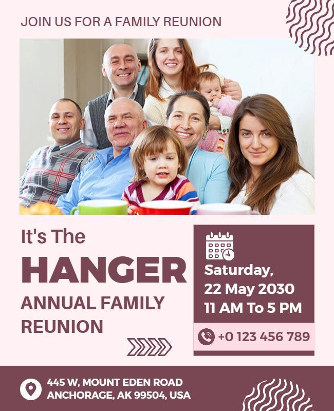 Warm Pink Family Reunion Event Flyer Template