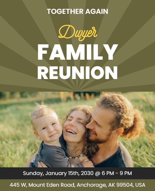 Joyful Green Family Reunion Gathering Flyer Template