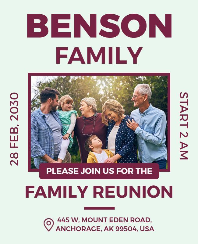 Warm Family Gathering for Reunion Celebration Flyer Template