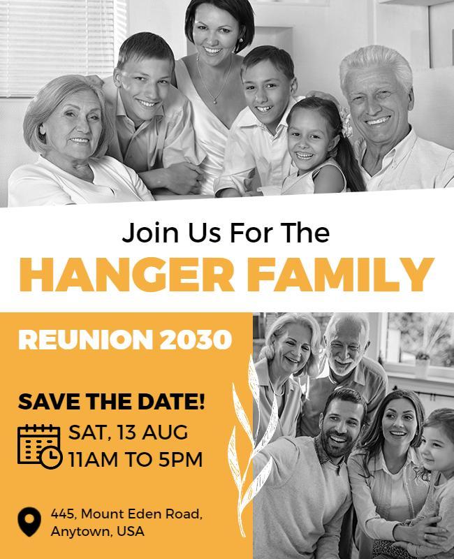 Warm Family Gathering for Hanger Family Reunion Flyer Template