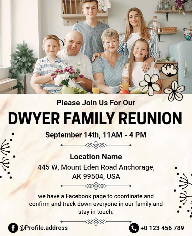 Warm Family Gathering Invitation for Dwyer Reunion Flyer Template