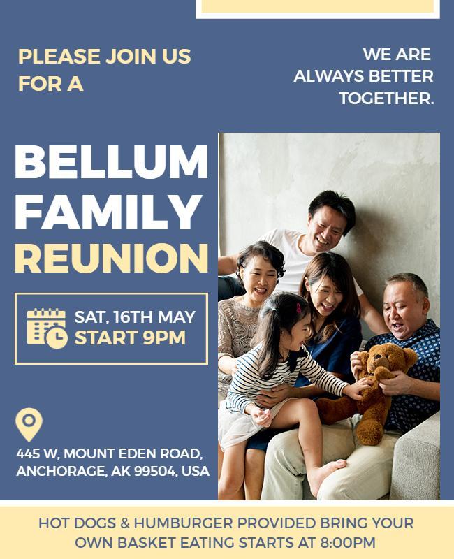 Family Reunion Invitation Flyer with Event Details Template