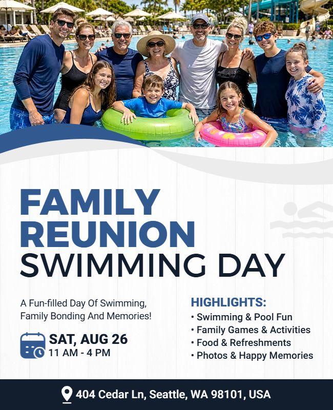 Family Reunion Swimming Day Event Flyer Template