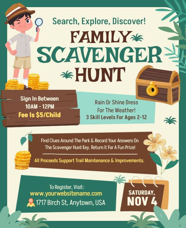 Family Scavenger Hunt Adventure Flyer Template