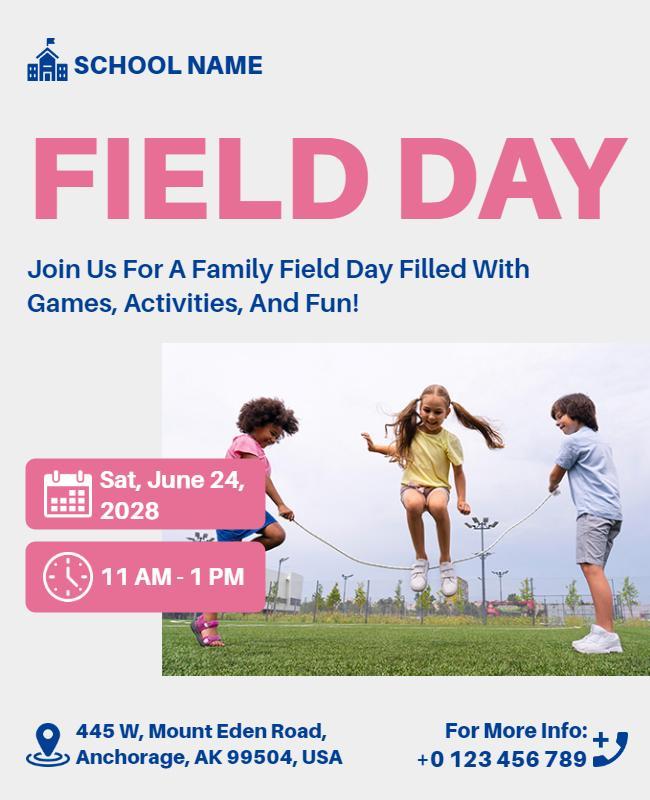 Family School Field Day Activities Flyer Template