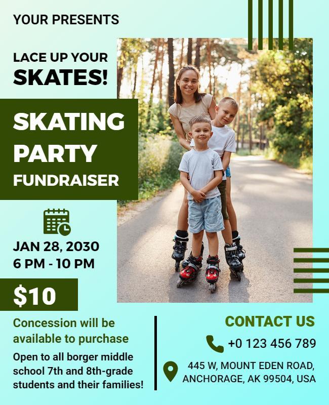 Family Skating Party Fundraiser Flyer Template