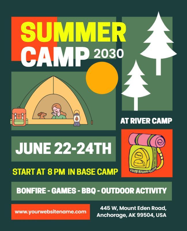 Family Summer Camp Outdoor Adventure Flyer Template