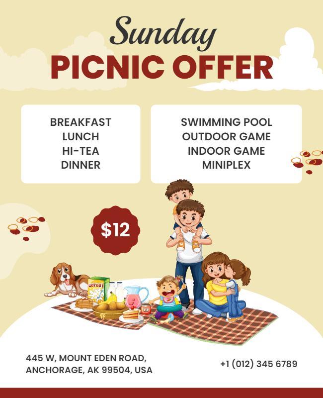 Family Sunday Picnic Offer Flyer Template