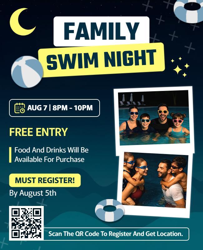 Family Swim Night Event Flyer Template