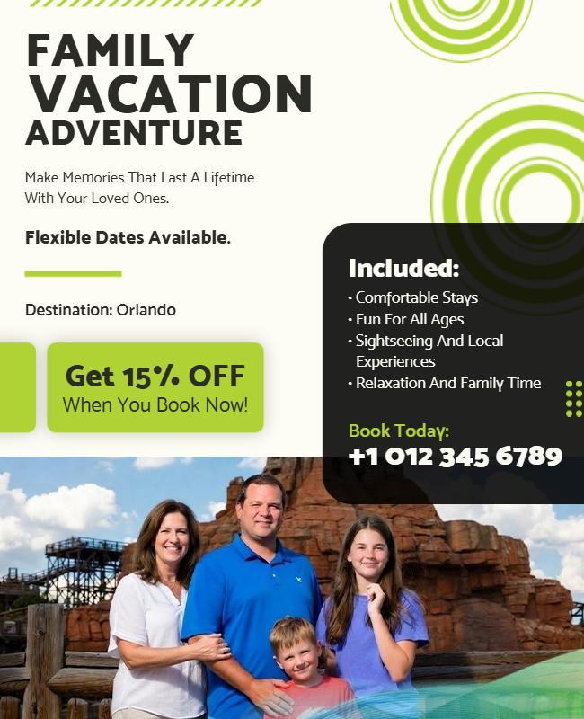 Family Vacation Adventure Travel Flyer Template