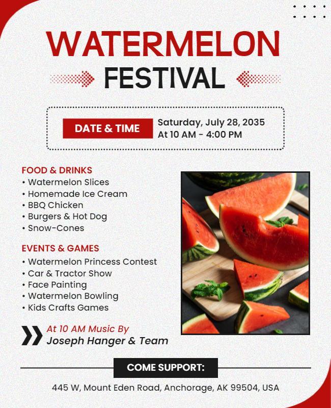 Family Watermelon Festival Event Flyer Template