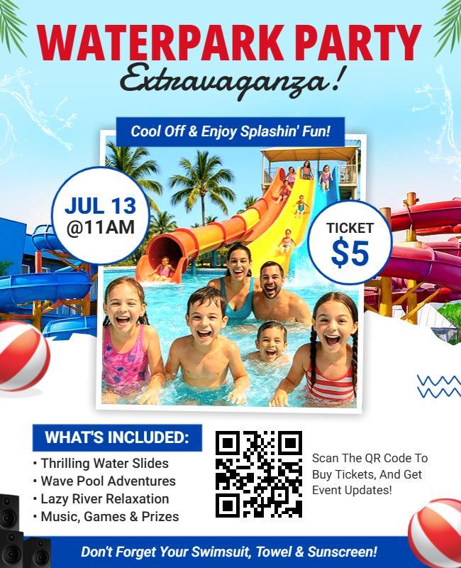 Family Waterpark Party Extravaganza Flyer Template