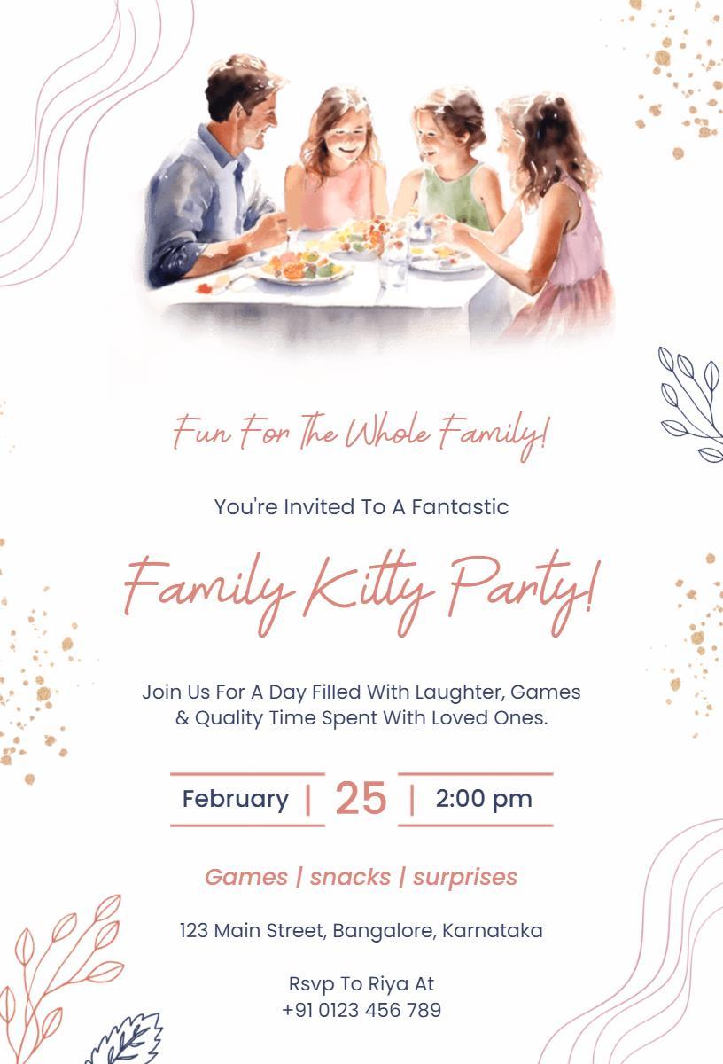 Fantastic Family Fun Kitty Party Gathering Invitation Template