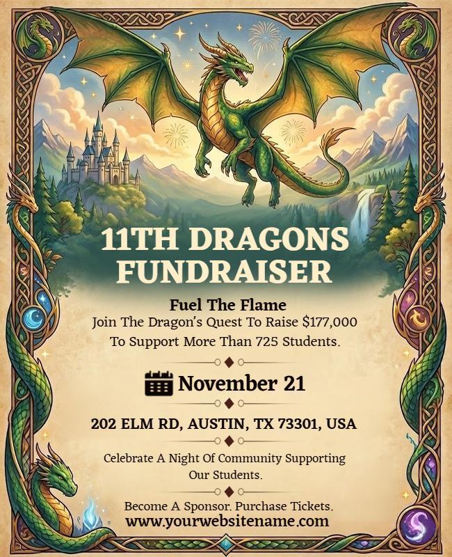 Fantasy Dragon Fundraiser Event Flyer Template