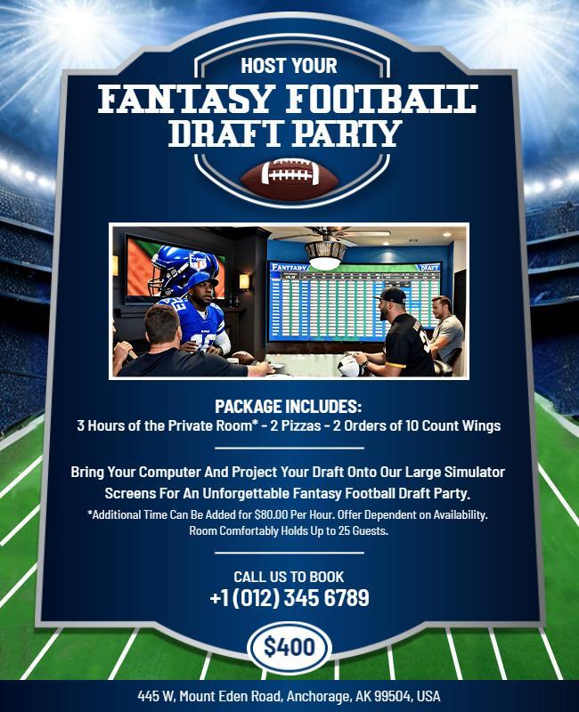 Fantasy Football Draft Party Event Flyer Template