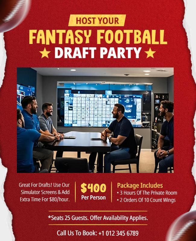 Fantasy Football Draft Party Flyer Template