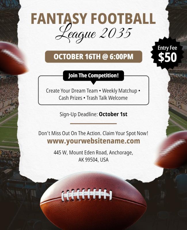 Fantasy Football League Event Flyer Template