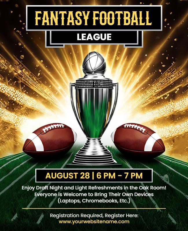 Bold Green Fantasy Football League Draft Night Flyer Template