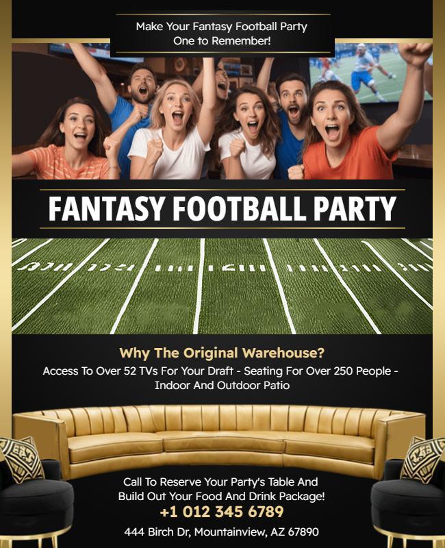 Fantasy Football Party Event Flyer Template